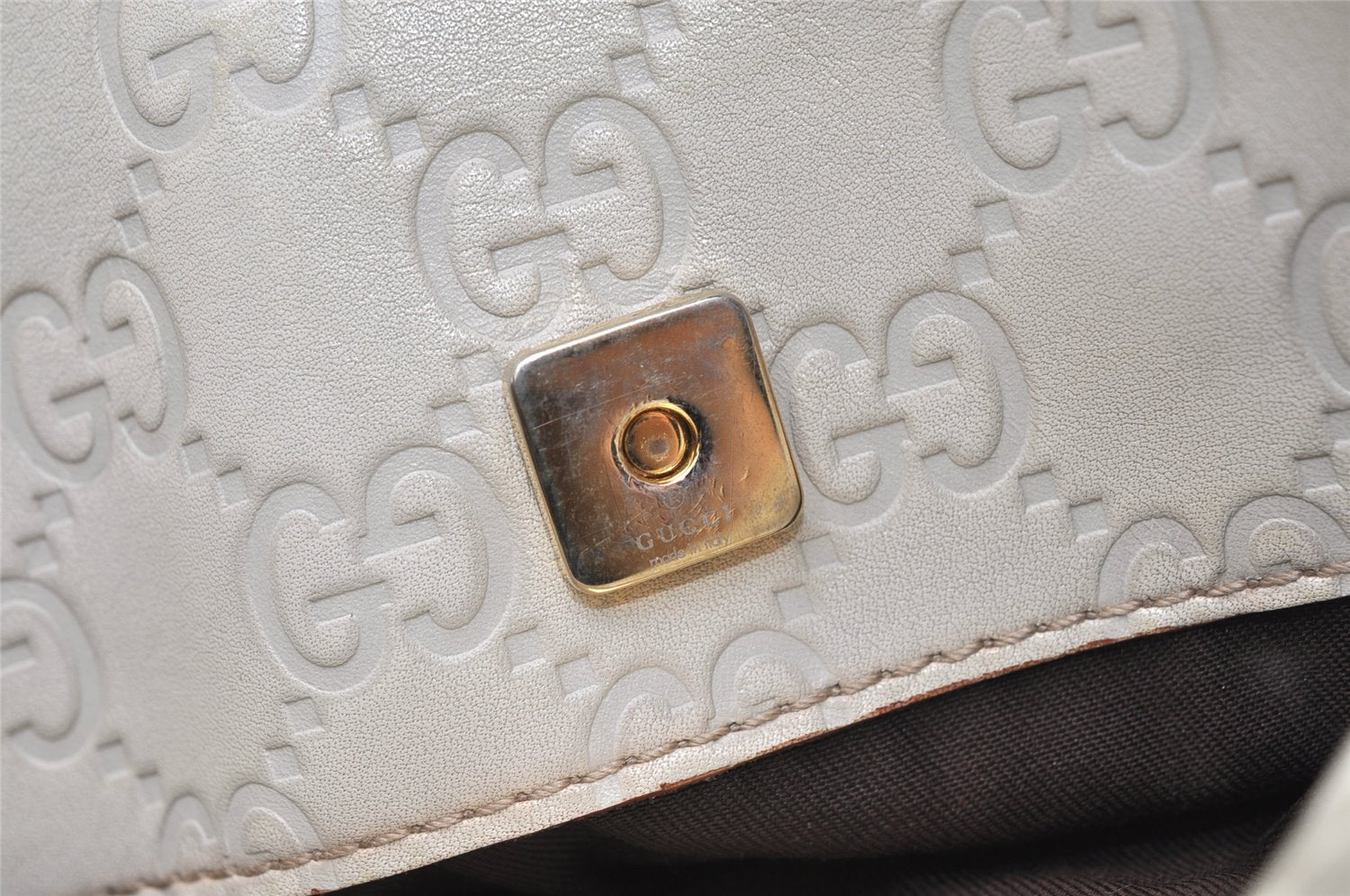 Authentic GUCCI Guccissima GG Leather Hand Bag Purse 145994 White 4704K