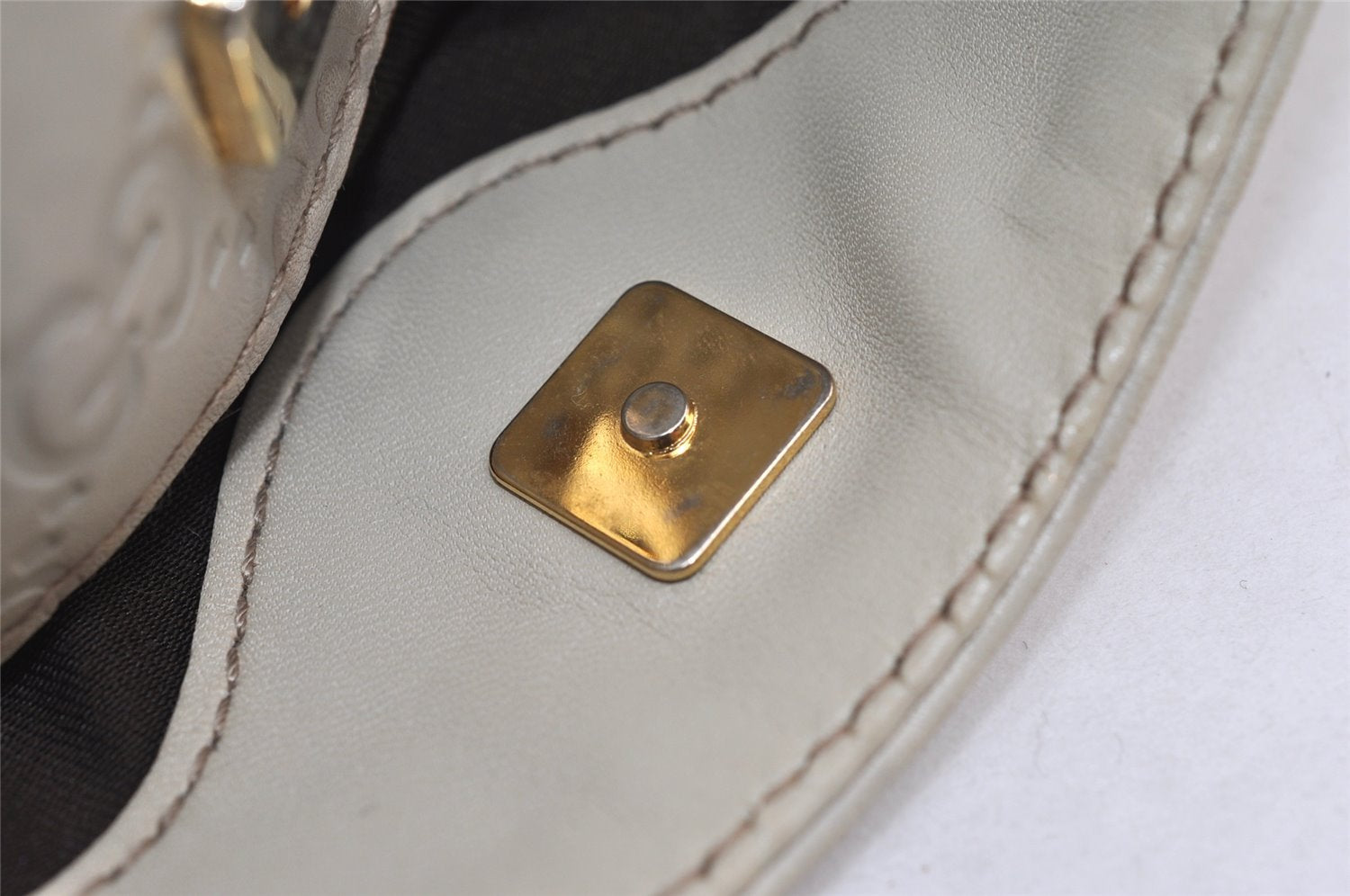 Authentic GUCCI Guccissima GG Leather Hand Bag Purse 145994 White 4704K