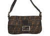 Authentic FENDI Zucca Mamma Baguette Shoulder Bag Canvas Leather Brown 4704M
