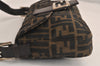 Authentic FENDI Zucca Mamma Baguette Shoulder Bag Canvas Leather Brown 4704M