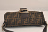 Authentic FENDI Zucca Mamma Baguette Shoulder Bag Canvas Leather Brown 4704M