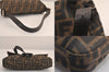 Authentic FENDI Zucca Mamma Baguette Shoulder Bag Canvas Leather Brown 4704M