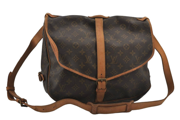Authentic Louis Vuitton Monogram Saumur 35 Shoulder Cross Bag M42254 LV 4705J