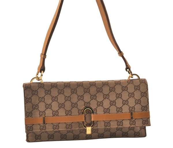 Authentic GUCCI Shoulder Hand Bag Purse GG Canvas Leather 0014045 Brown 4705K