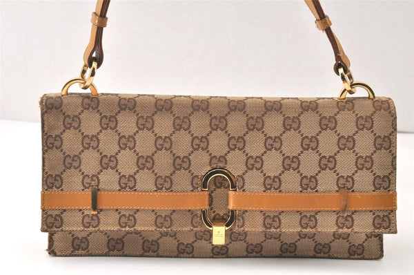 Authentic GUCCI Shoulder Hand Bag Purse GG Canvas Leather 0014045 Brown 4705K