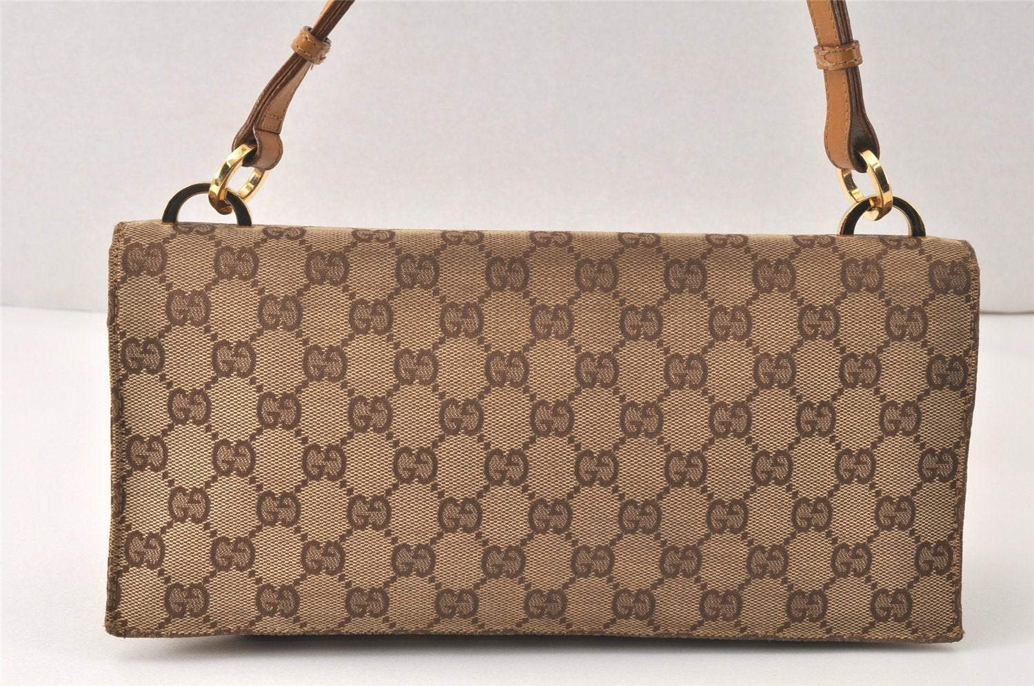 Authentic GUCCI Shoulder Hand Bag Purse GG Canvas Leather 0014045 Brown 4705K