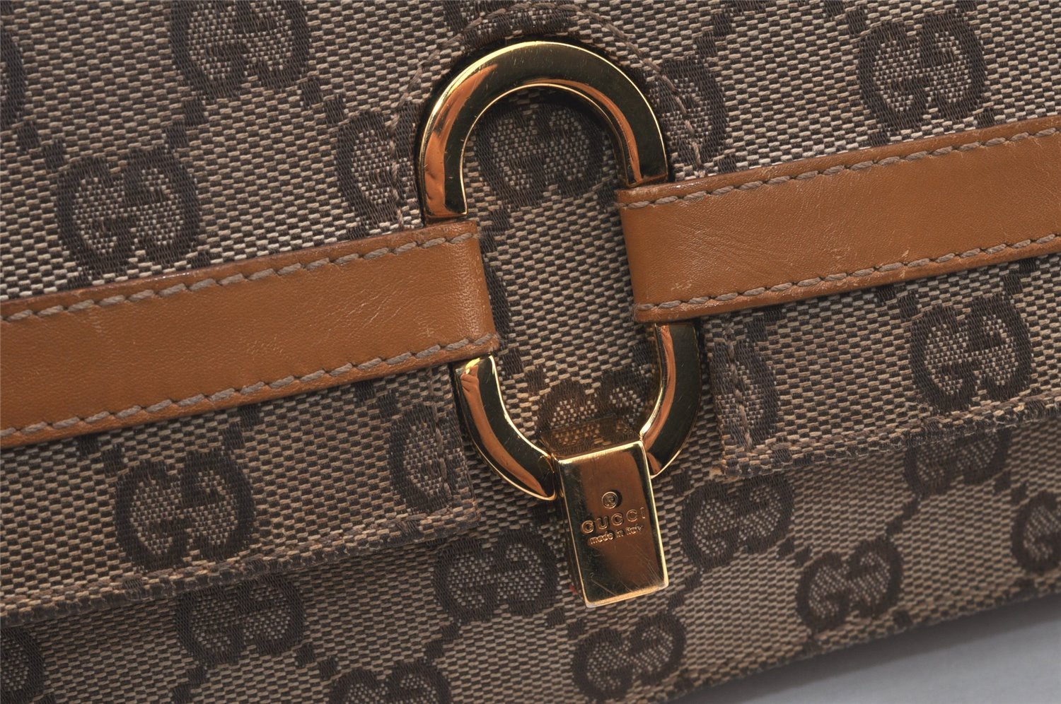 Authentic GUCCI Shoulder Hand Bag Purse GG Canvas Leather 0014045 Brown 4705K