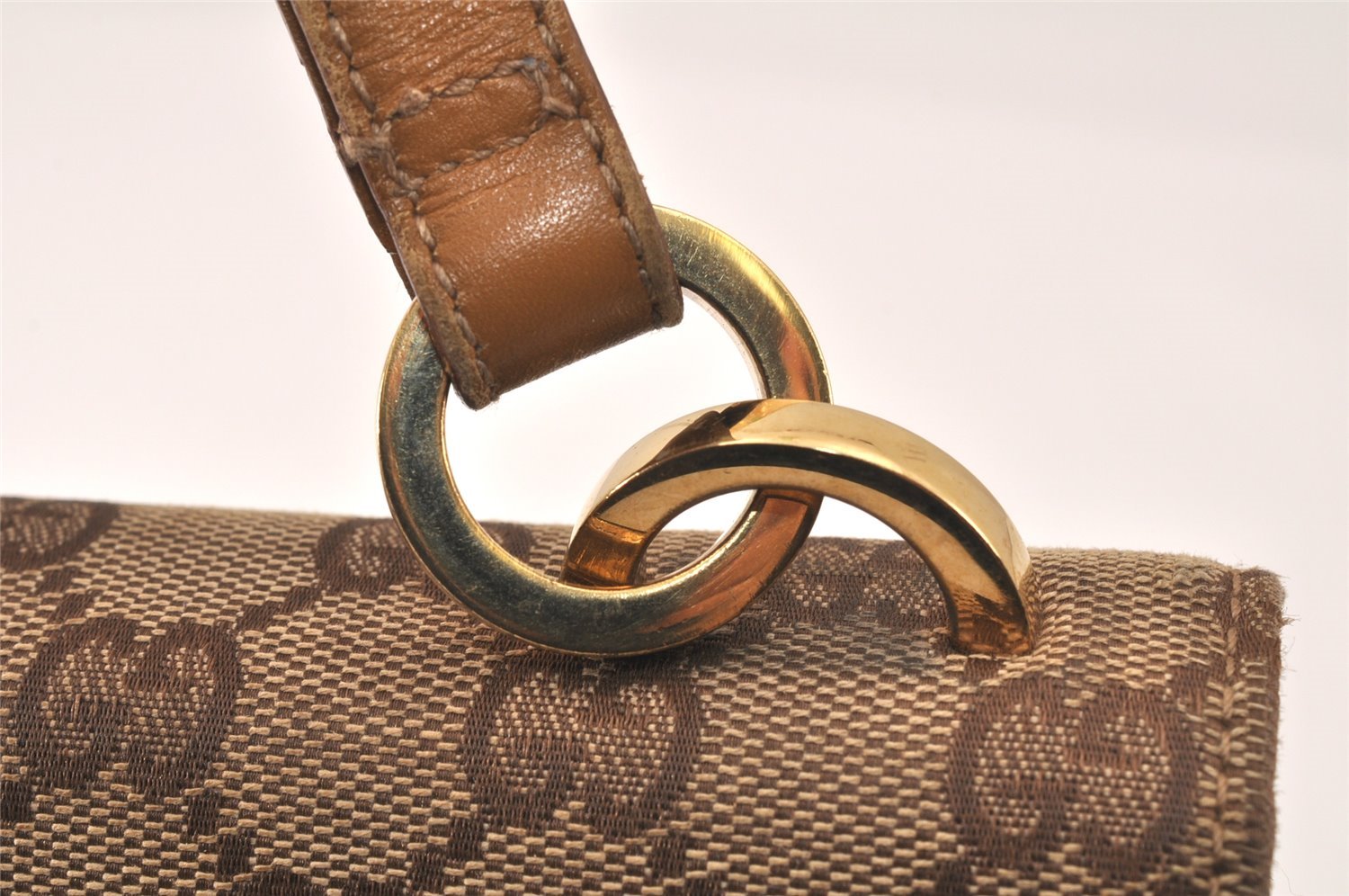 Authentic GUCCI Shoulder Hand Bag Purse GG Canvas Leather 0014045 Brown 4705K