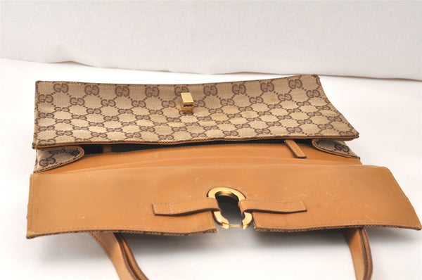 Authentic GUCCI Shoulder Hand Bag Purse GG Canvas Leather 0014045 Brown 4705K