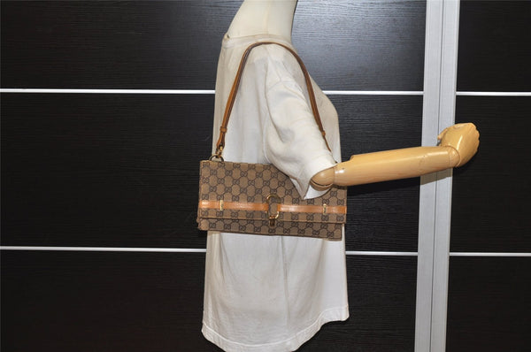 Authentic GUCCI Shoulder Hand Bag Purse GG Canvas Leather 0014045 Brown 4705K