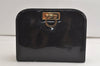 Authentic Salvatore Ferragamo Gancini Enamel Chain Shoulder Bag Black Junk 4706K