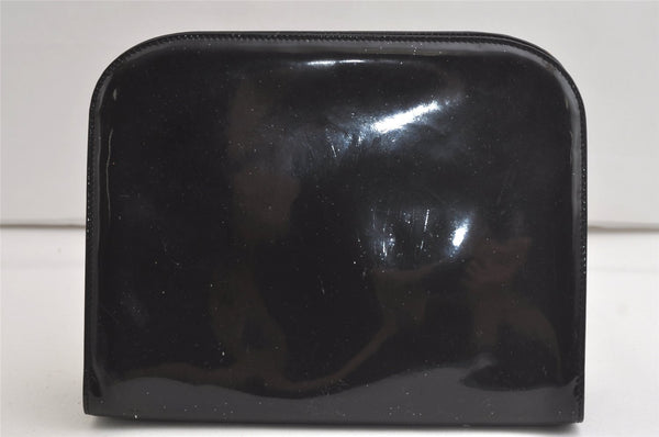 Authentic Salvatore Ferragamo Gancini Enamel Chain Shoulder Bag Black Junk 4706K