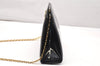 Authentic Salvatore Ferragamo Gancini Enamel Chain Shoulder Bag Black Junk 4706K