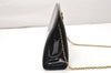Authentic Salvatore Ferragamo Gancini Enamel Chain Shoulder Bag Black Junk 4706K