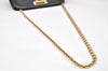 Authentic Salvatore Ferragamo Gancini Enamel Chain Shoulder Bag Black Junk 4706K