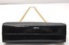Authentic Salvatore Ferragamo Gancini Enamel Chain Shoulder Bag Black Junk 4706K