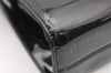 Authentic Salvatore Ferragamo Gancini Enamel Chain Shoulder Bag Black Junk 4706K