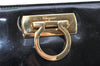 Authentic Salvatore Ferragamo Gancini Enamel Chain Shoulder Bag Black Junk 4706K