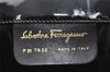 Authentic Salvatore Ferragamo Gancini Enamel Chain Shoulder Bag Black Junk 4706K