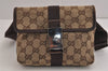 Authentic GUCCI Waist Body Bag Purse GG Canvas Leather 131236 Brown 4708J