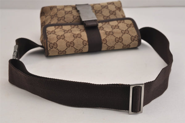 Authentic GUCCI Waist Body Bag Purse GG Canvas Leather 131236 Brown 4708J