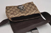 Authentic GUCCI Waist Body Bag Purse GG Canvas Leather 131236 Brown 4708J