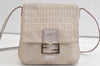 Authentic FENDI Zucchino Mamma Baguette Shoulder Bag Canvas Leather Beige 4708K