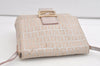 Authentic FENDI Zucchino Mamma Baguette Shoulder Bag Canvas Leather Beige 4708K