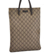 Authentic GUCCI Vintage Hand Tote Bag GG PVC Leather 117551 Brown 4709J