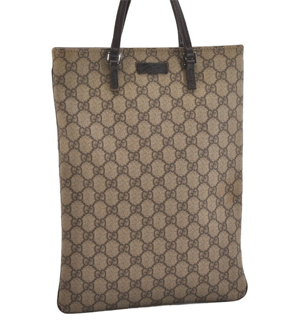 Authentic GUCCI Vintage Hand Tote Bag GG PVC Leather 117551 Brown 4709J