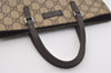Authentic GUCCI Vintage Hand Tote Bag GG PVC Leather 117551 Brown 4709J