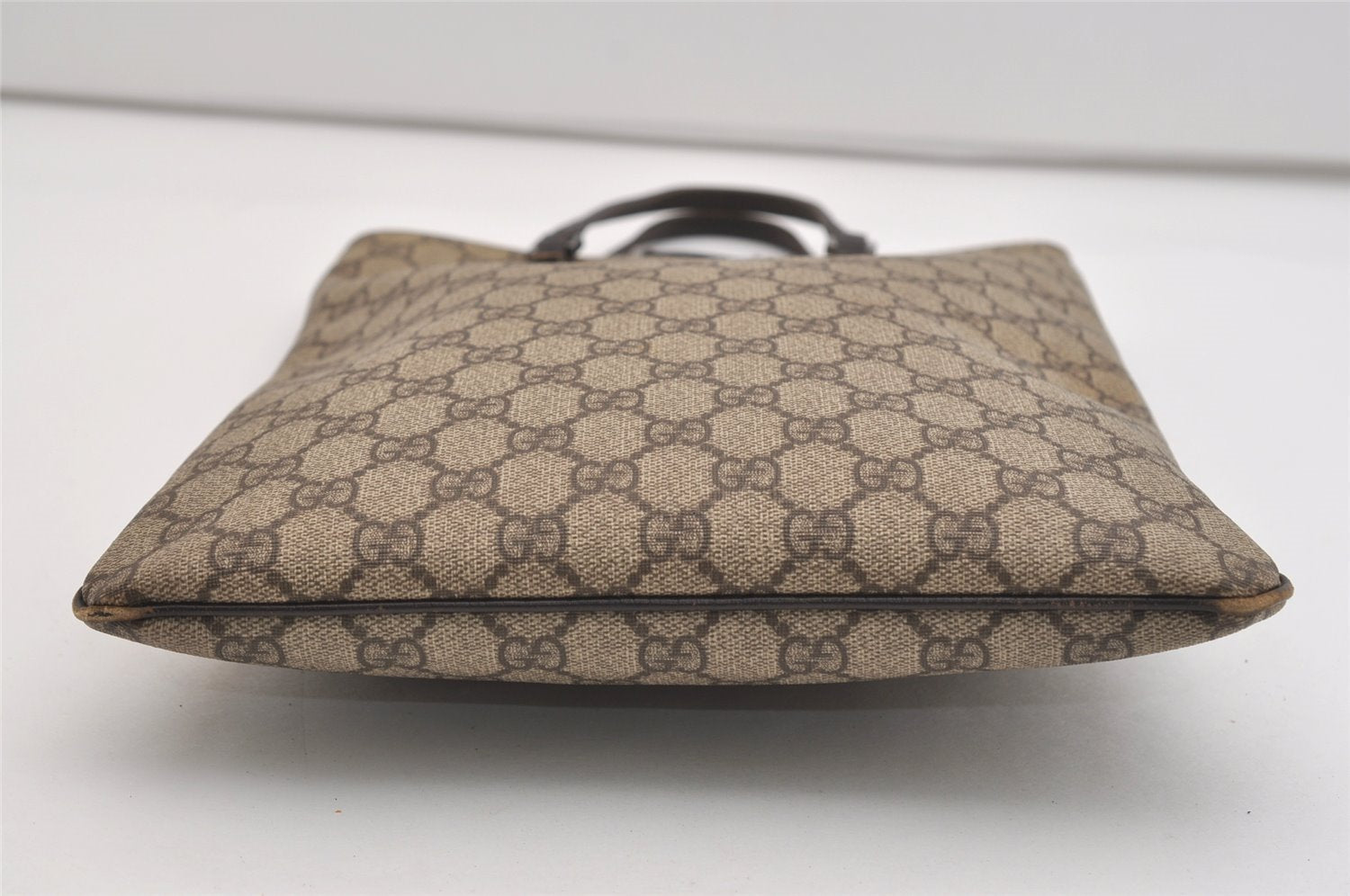 Authentic GUCCI Vintage Hand Tote Bag GG PVC Leather 117551 Brown 4709J