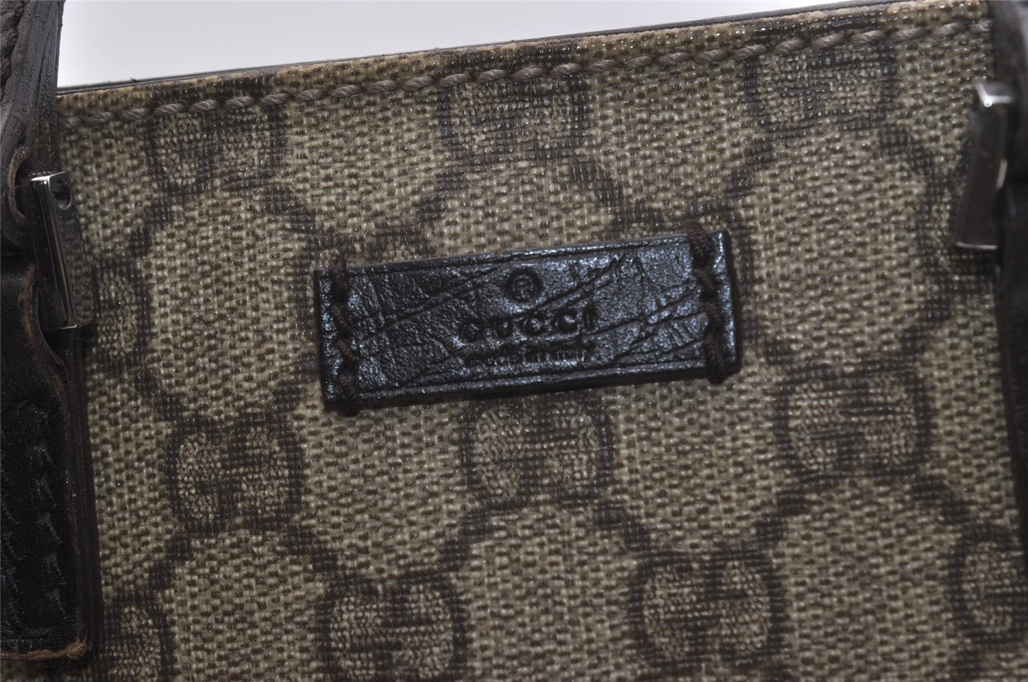 Authentic GUCCI Vintage Hand Tote Bag GG PVC Leather 117551 Brown 4709J