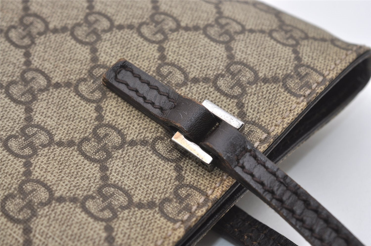 Authentic GUCCI Vintage Hand Tote Bag GG PVC Leather 117551 Brown 4709J