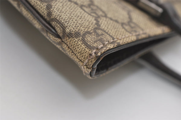 Authentic GUCCI Vintage Hand Tote Bag GG PVC Leather 117551 Brown 4709J