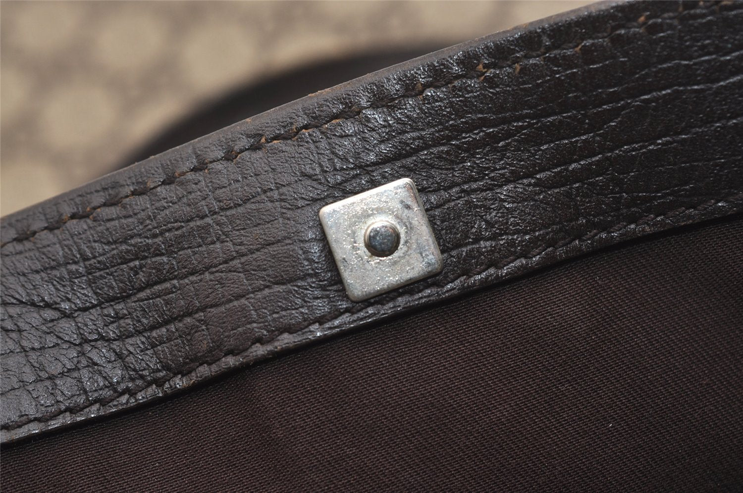 Authentic GUCCI Vintage Hand Tote Bag GG PVC Leather 117551 Brown 4709J