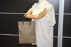 Authentic GUCCI Vintage Hand Tote Bag GG PVC Leather 117551 Brown 4709J