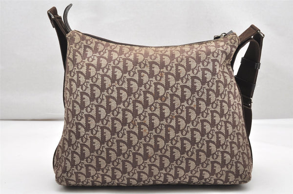 Authentic Christian Dior Trotter Shoulder Cross Bag Canvas Leather Brown 4709K
