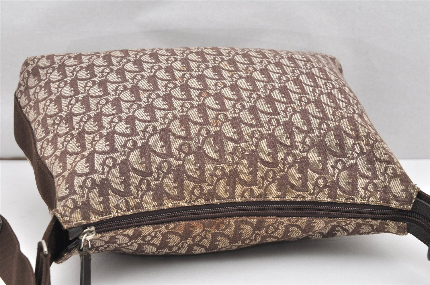 Authentic Christian Dior Trotter Shoulder Cross Bag Canvas Leather Brown 4709K