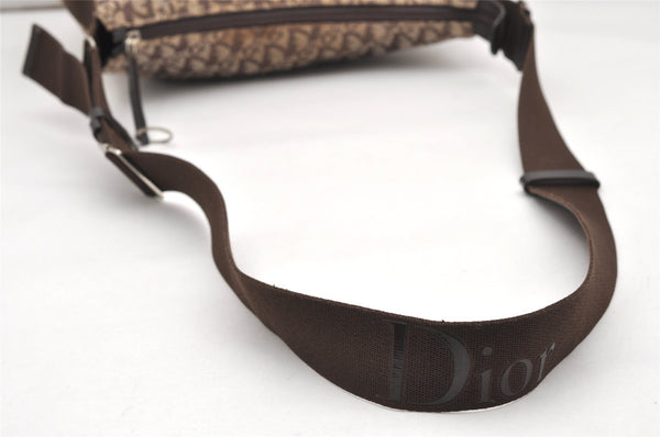 Authentic Christian Dior Trotter Shoulder Cross Bag Canvas Leather Brown 4709K