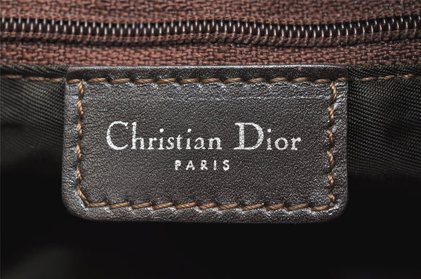 Authentic Christian Dior Trotter Shoulder Cross Bag Canvas Leather Brown 4709K