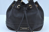 Authentic BURBERRY BLUE LABEL 2Way Drawstring Hand Bag Purse Leather Black 4710I