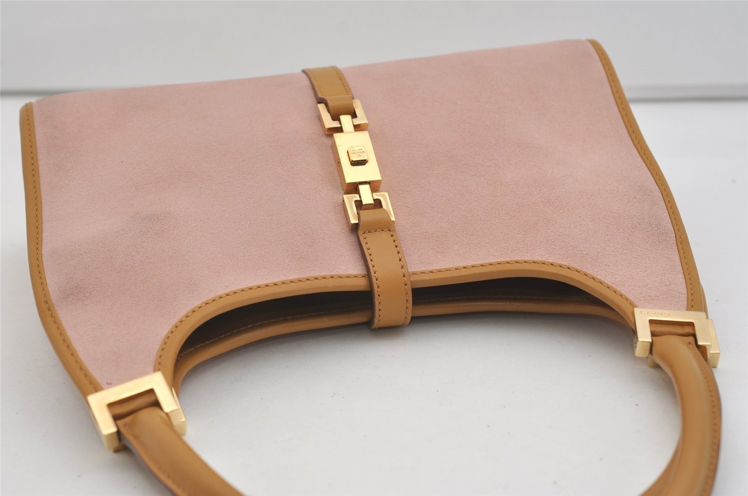 Authentic GUCCI Jackie Shoulder Hand Bag Purse Suede Leather 0021068 Pink 4710J