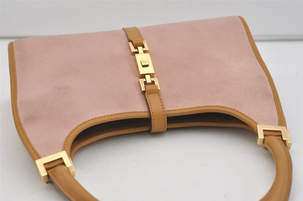 Authentic GUCCI Jackie Shoulder Hand Bag Purse Suede Leather 0021068 Pink 4710J