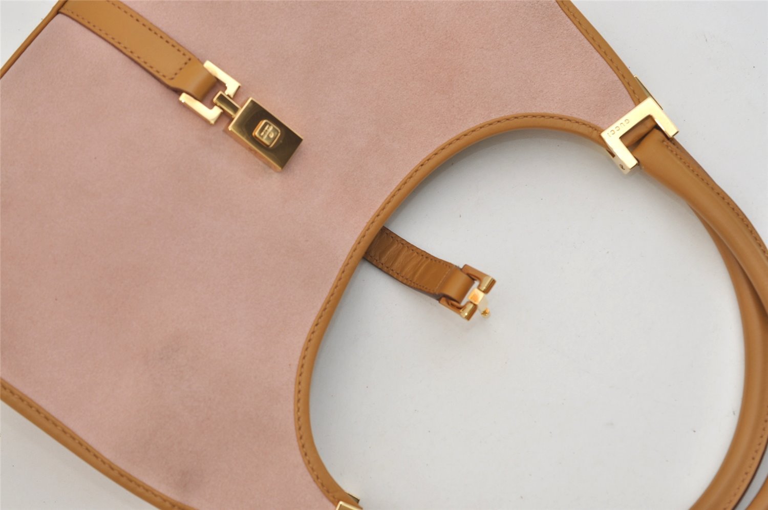 Authentic GUCCI Jackie Shoulder Hand Bag Purse Suede Leather 0021068 Pink 4710J