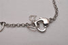 Authentic Christian Dior Silver Tone Heart Motif Rhinestone Chain Necklace 4711I