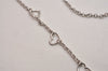 Authentic Christian Dior Silver Tone Heart Motif Rhinestone Chain Necklace 4711I