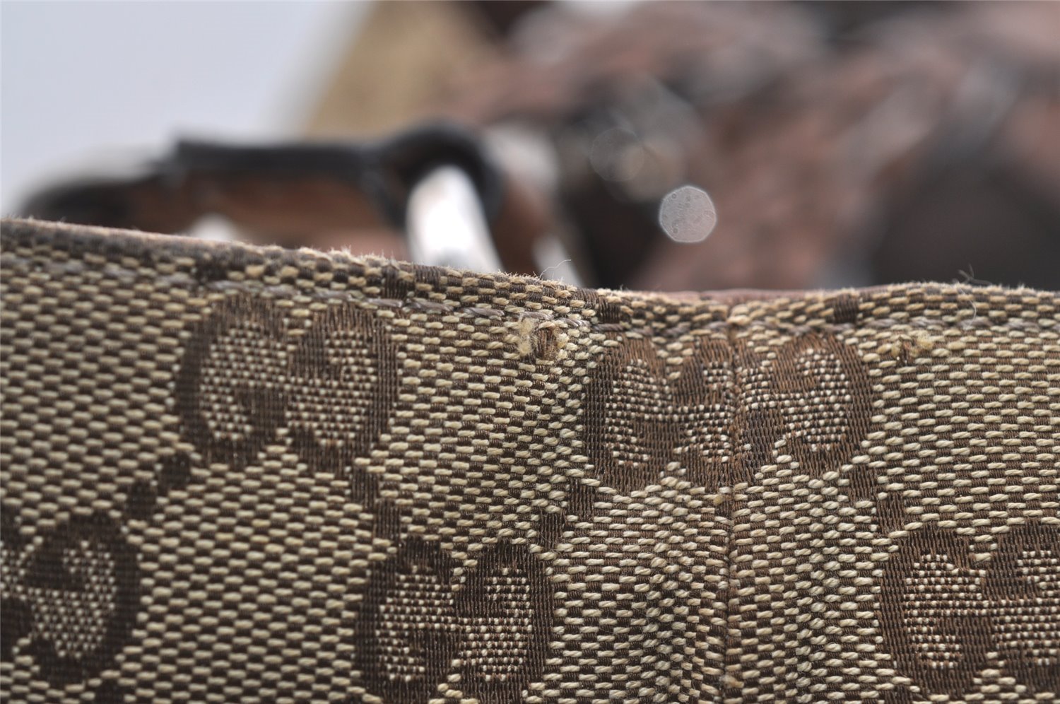 Authentic GUCCI Bamboo Shoulder Hand Bag GG Canvas Leather 232947 Brown 4711J