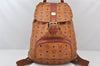 Authentic MCM Visetos Leather Vintage Drawstring Backpack Brown 4711K