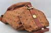 Authentic MCM Visetos Leather Vintage Drawstring Backpack Brown 4711K